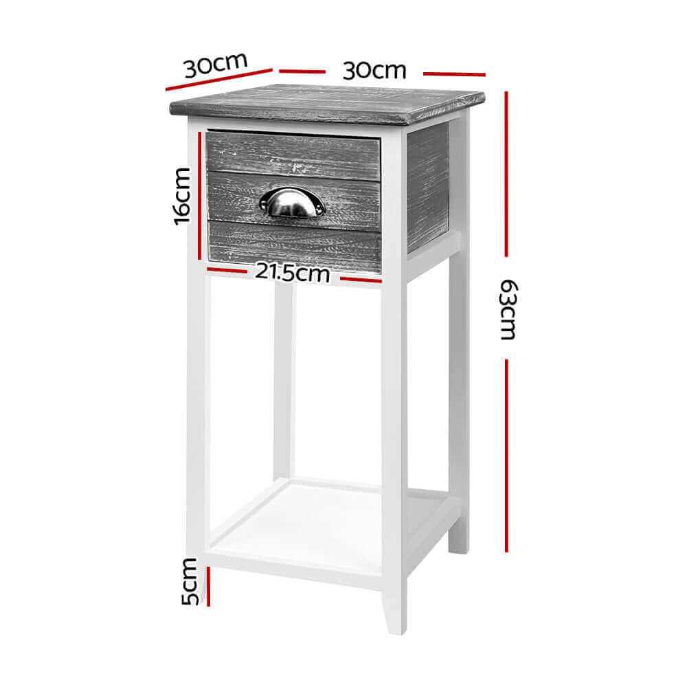 Bedside Table with Drawer Grey