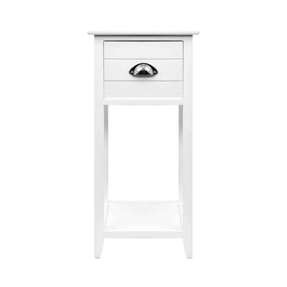 Artiss Bedside Table with Drawer Vintage - THYME White