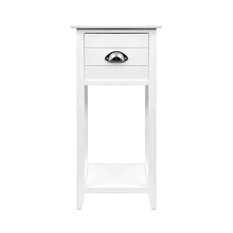 Bedside Table with Drawers White