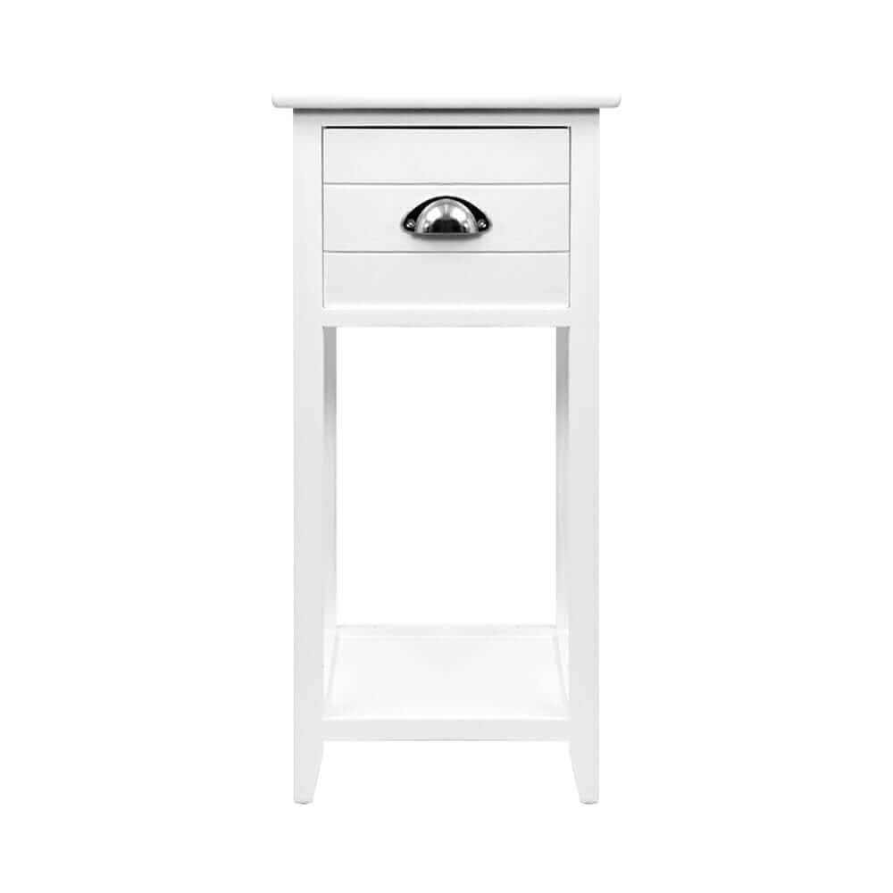 Bedside Table with Drawers White