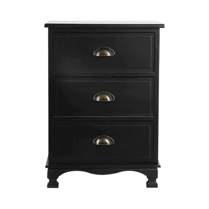 Artiss Bedside Table 3 Drawers Vintage - THYME Black