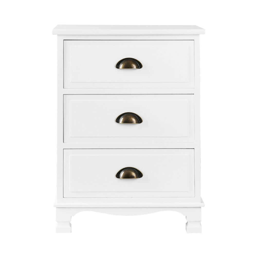 Bedside Table with Drawers Vintage White