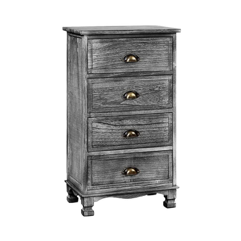 Artiss Bedside Drawers Cabinet Vintage 4 Chest of Drawers - Grey