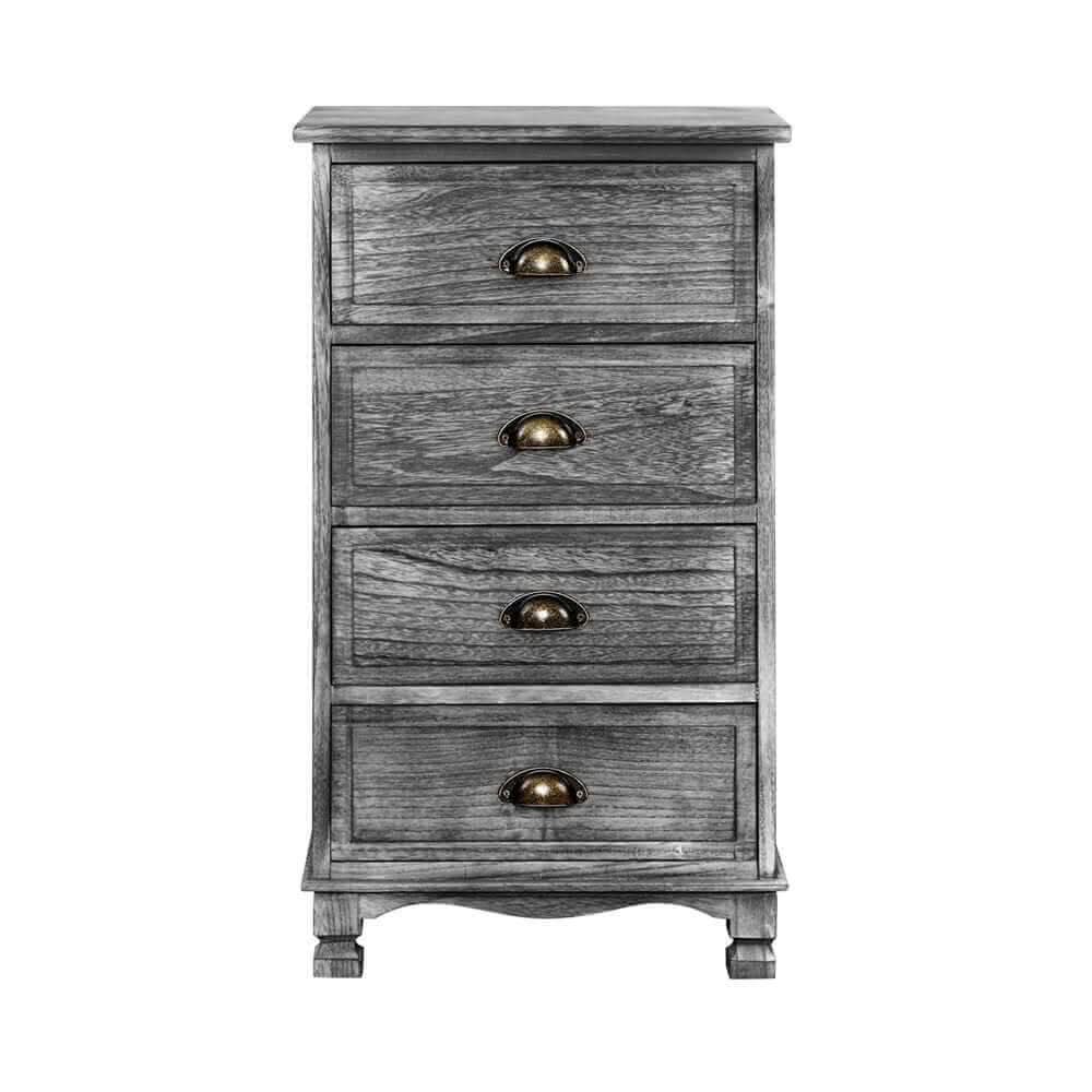 Artiss Bedside Drawers Cabinet Vintage 4 Chest of Drawers - Grey