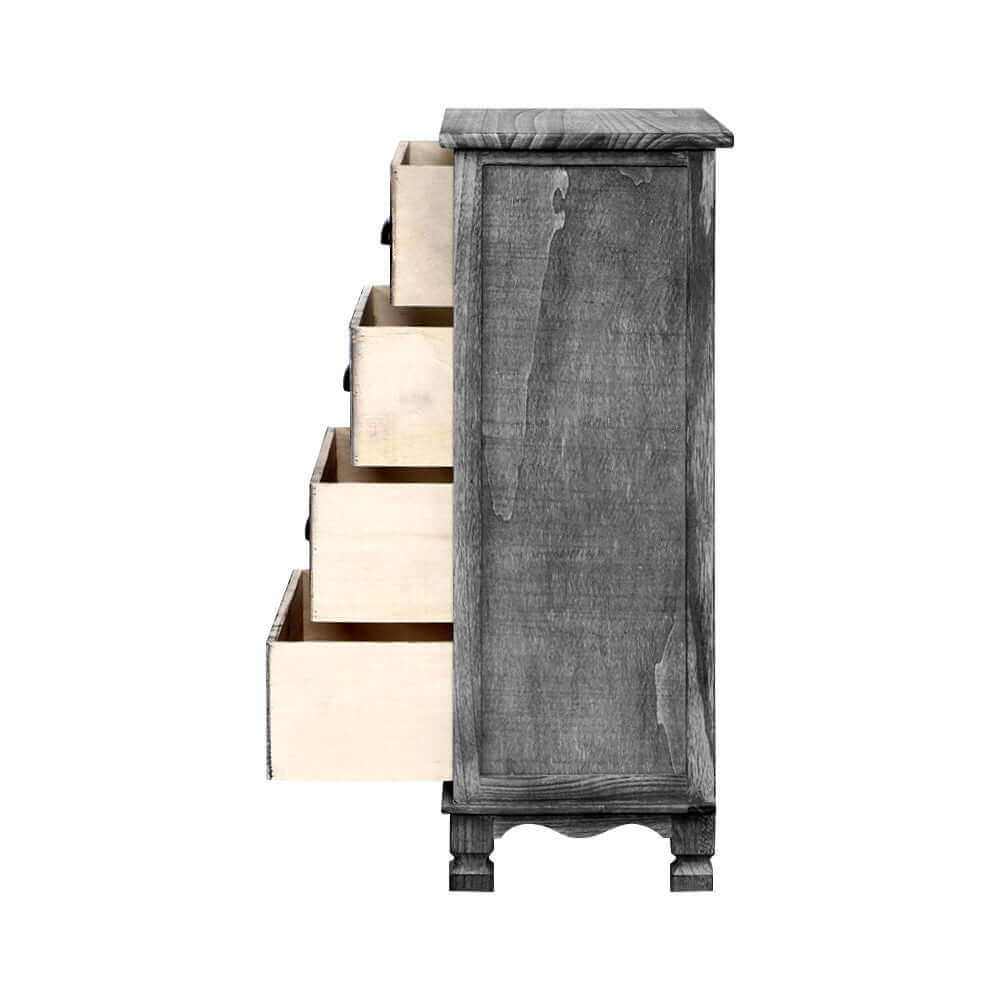 Artiss Bedside Drawers Cabinet Vintage 4 Chest of Drawers - Grey