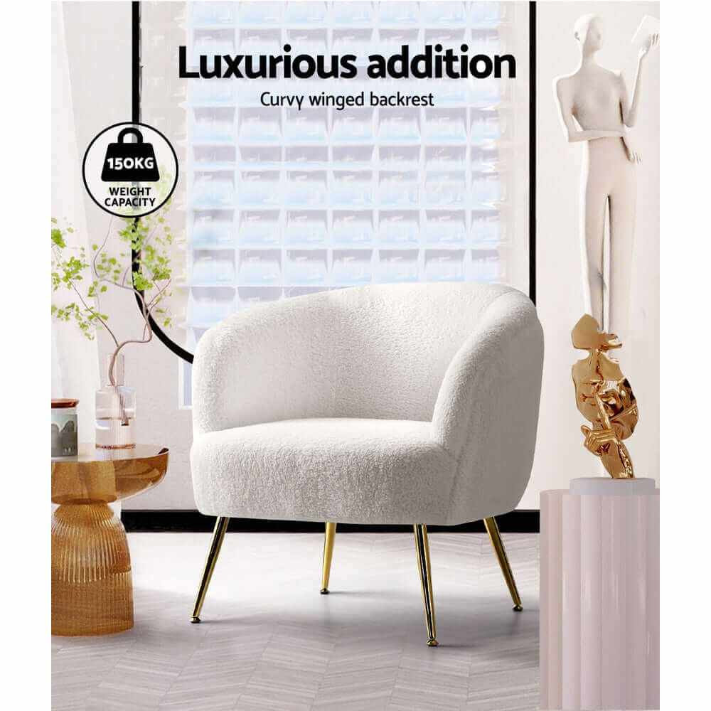 Artiss Armchairs Sherpa Boucle White for Sale