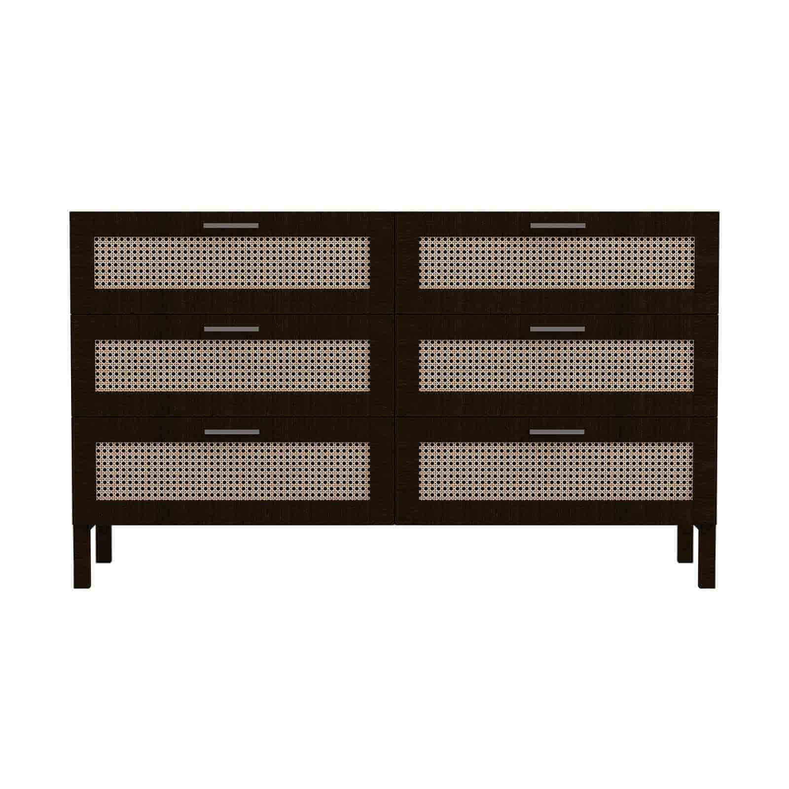 Casa Decor Tulum Rattan 6 Chest of Drawers - Black
