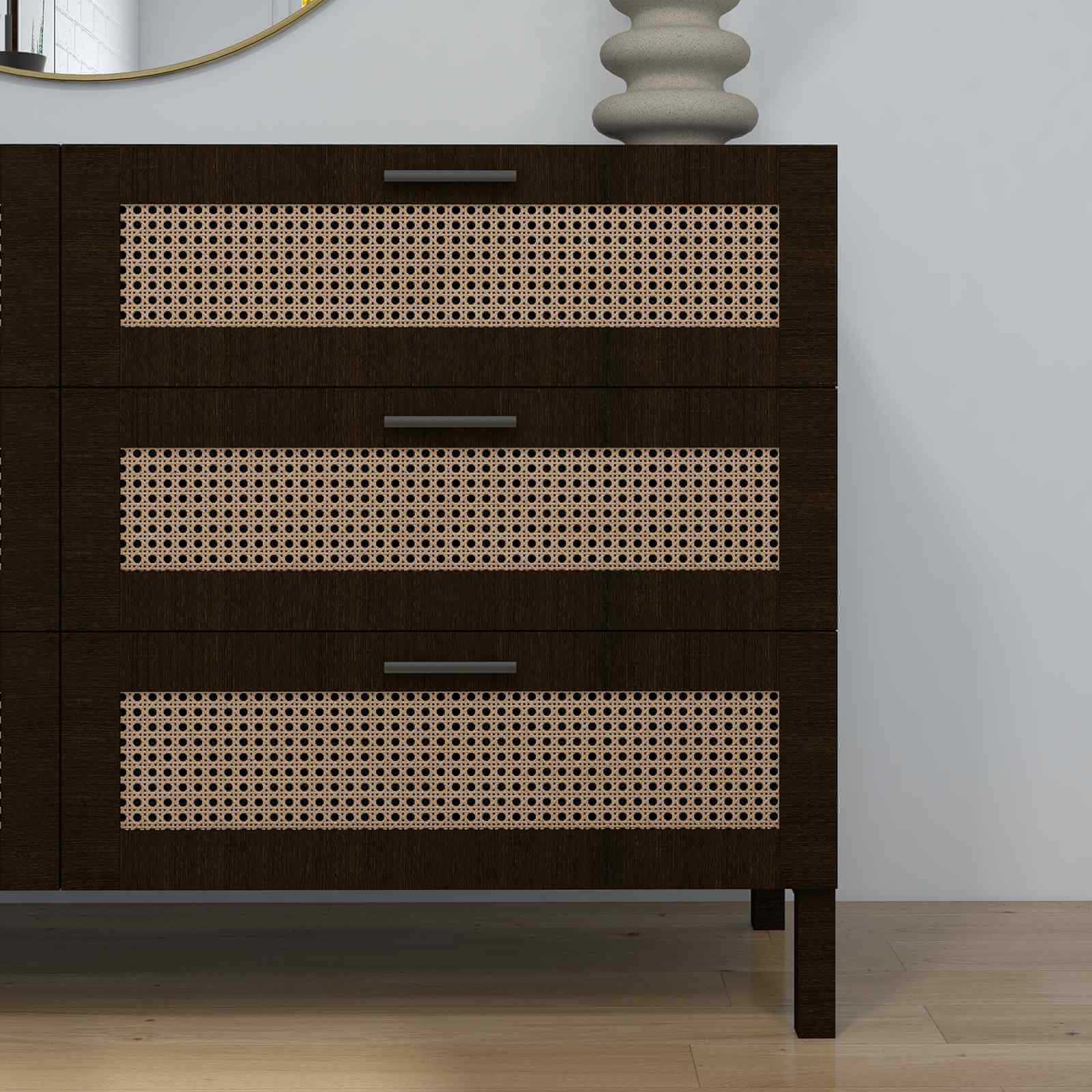 Casa Decor Tulum Rattan 6 Chest of Drawers - Black