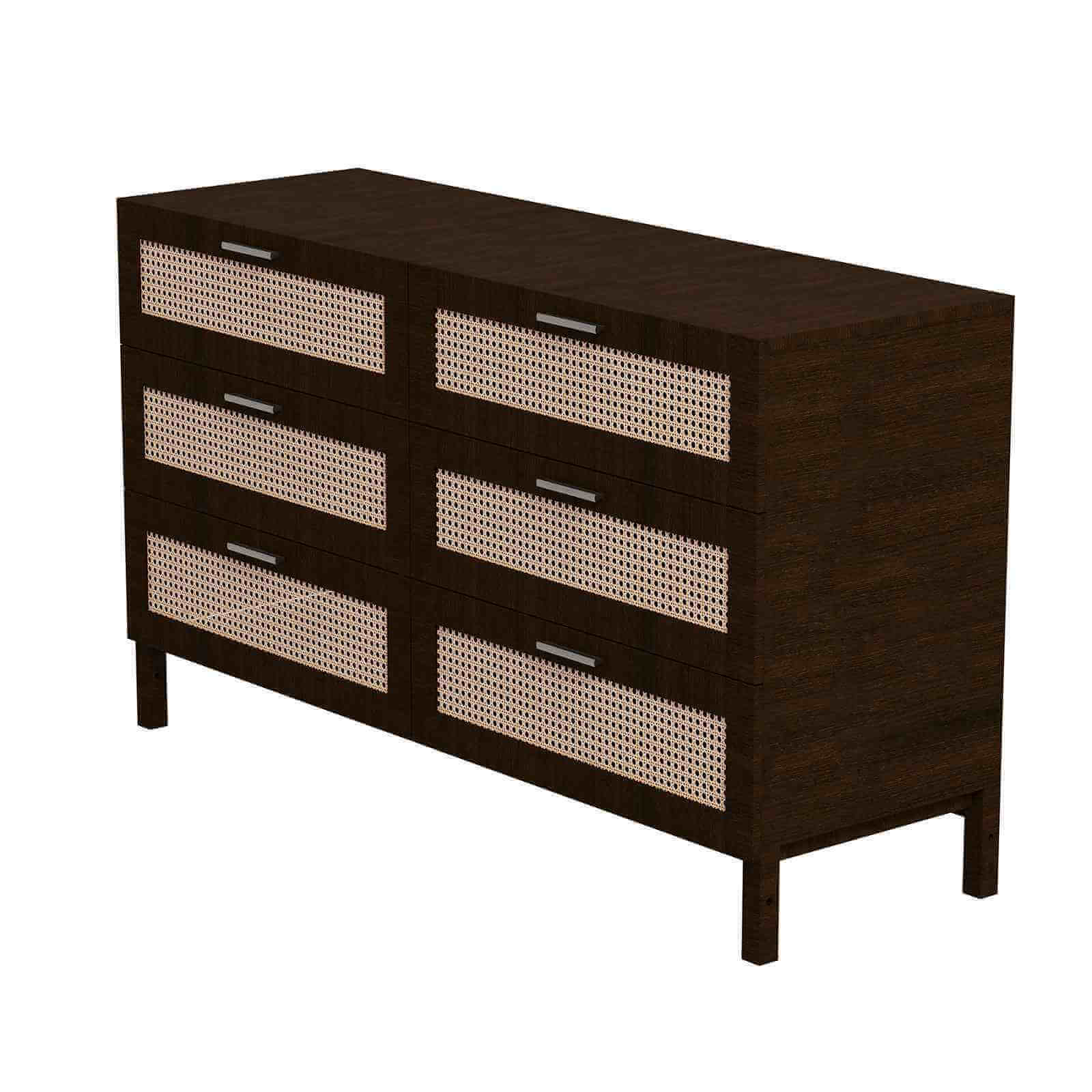 Casa Decor Tulum Rattan 6 Chest of Drawers - Black