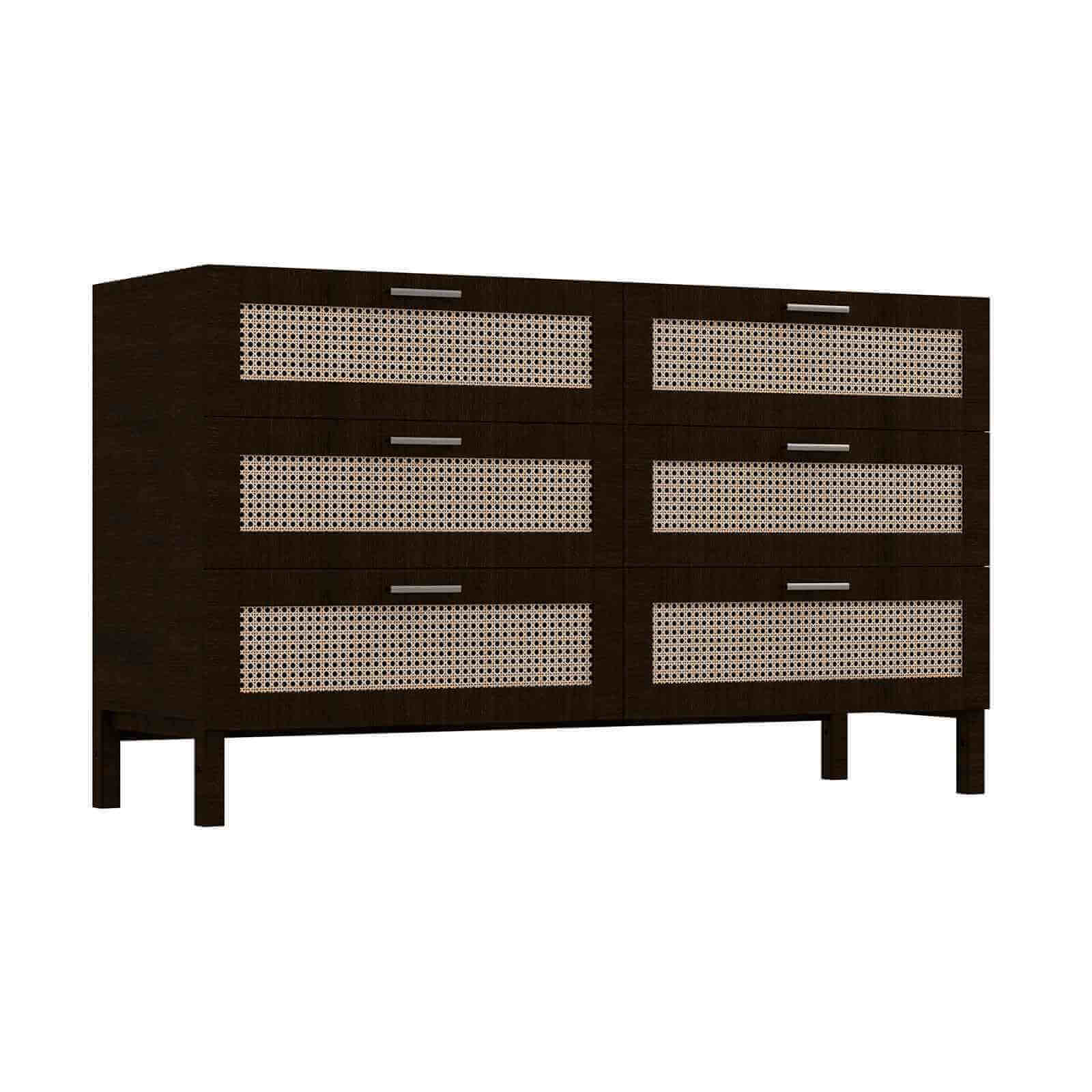 Casa Decor Tulum Rattan 6 Chest of Drawers - Black