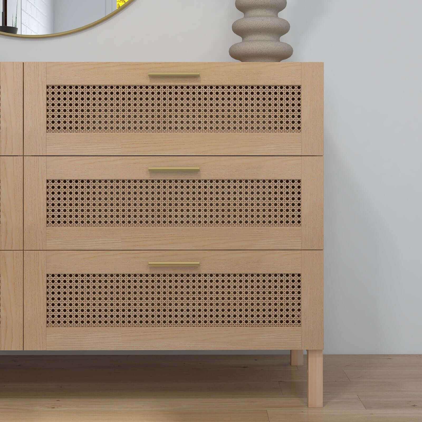 Casa Decor Tulum Rattan 6 Chest of Drawers - Oak