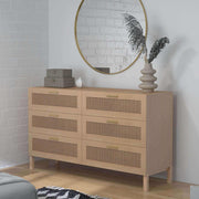 Casa Decor Tulum Rattan 6 Chest of Drawers - Oak