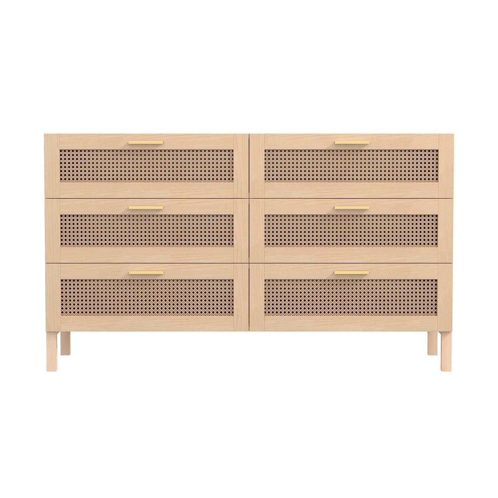 Casa Decor Tulum Rattan 6 Chest of Drawers - Oak