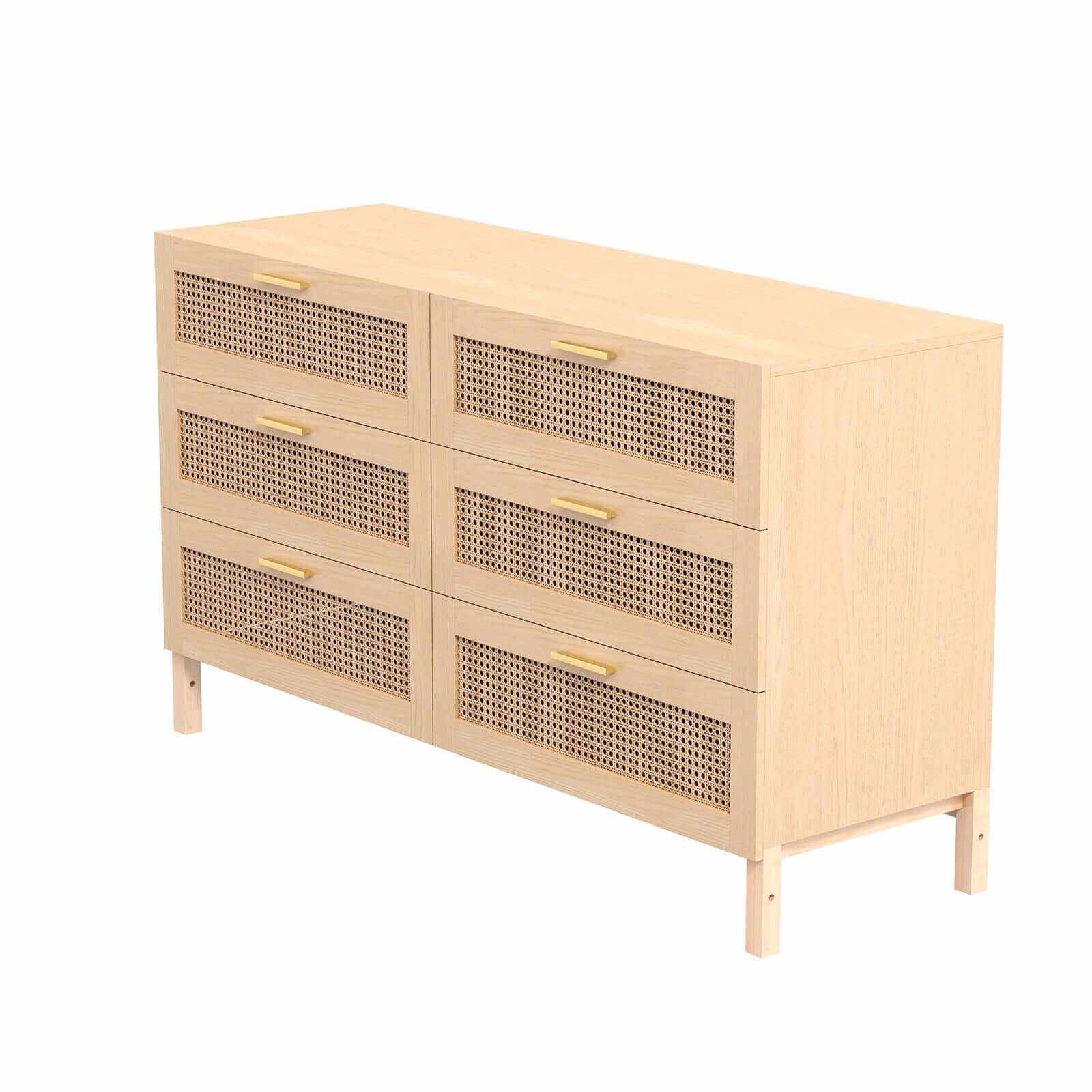 Casa Decor Tulum Rattan 6 Chest of Drawers - Oak