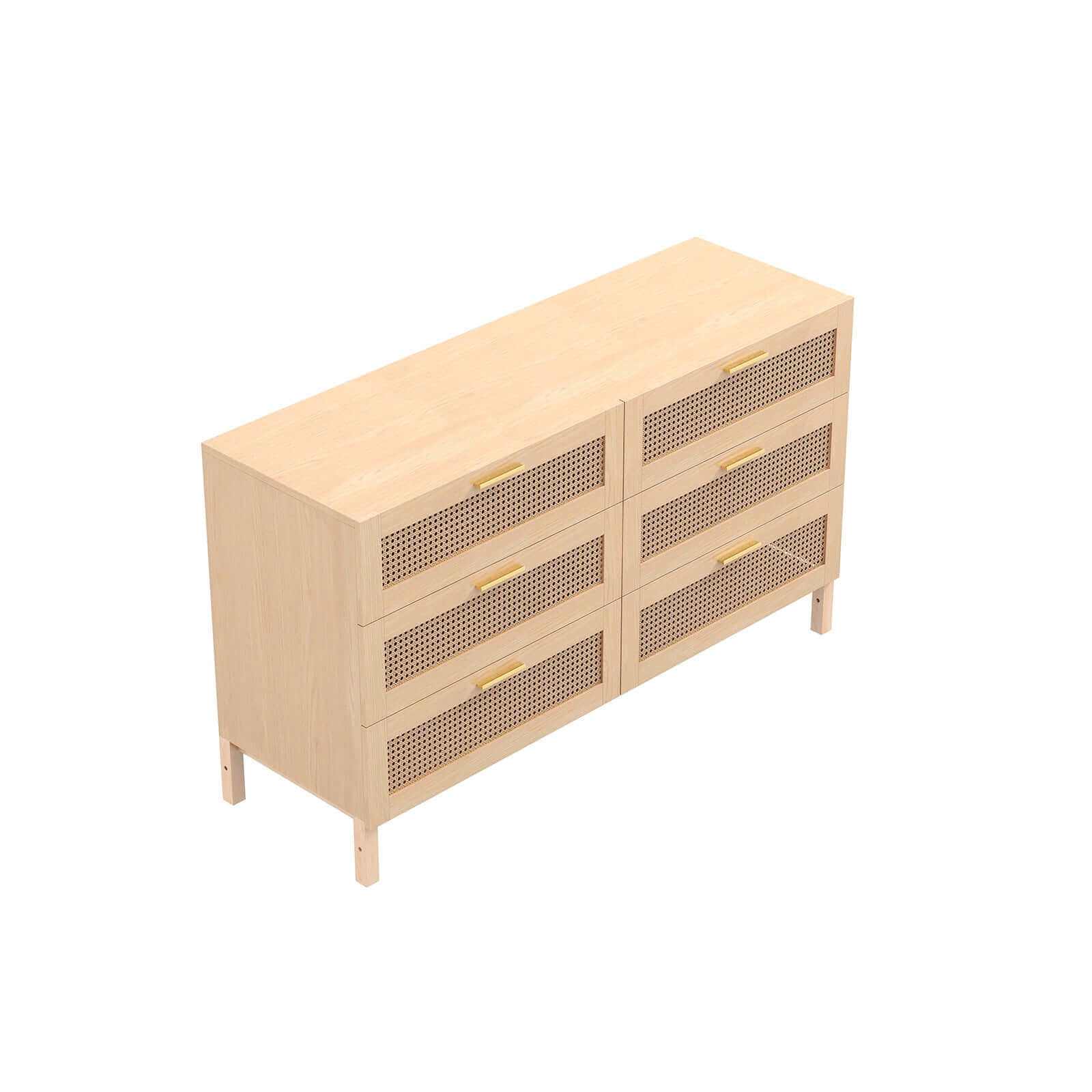 Casa Decor Tulum Rattan 6 Chest of Drawers - Oak