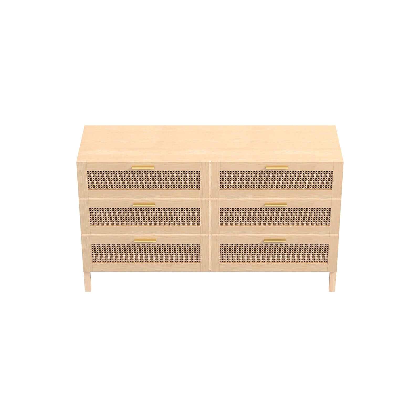 Casa Decor Tulum Rattan 6 Chest of Drawers - Oak