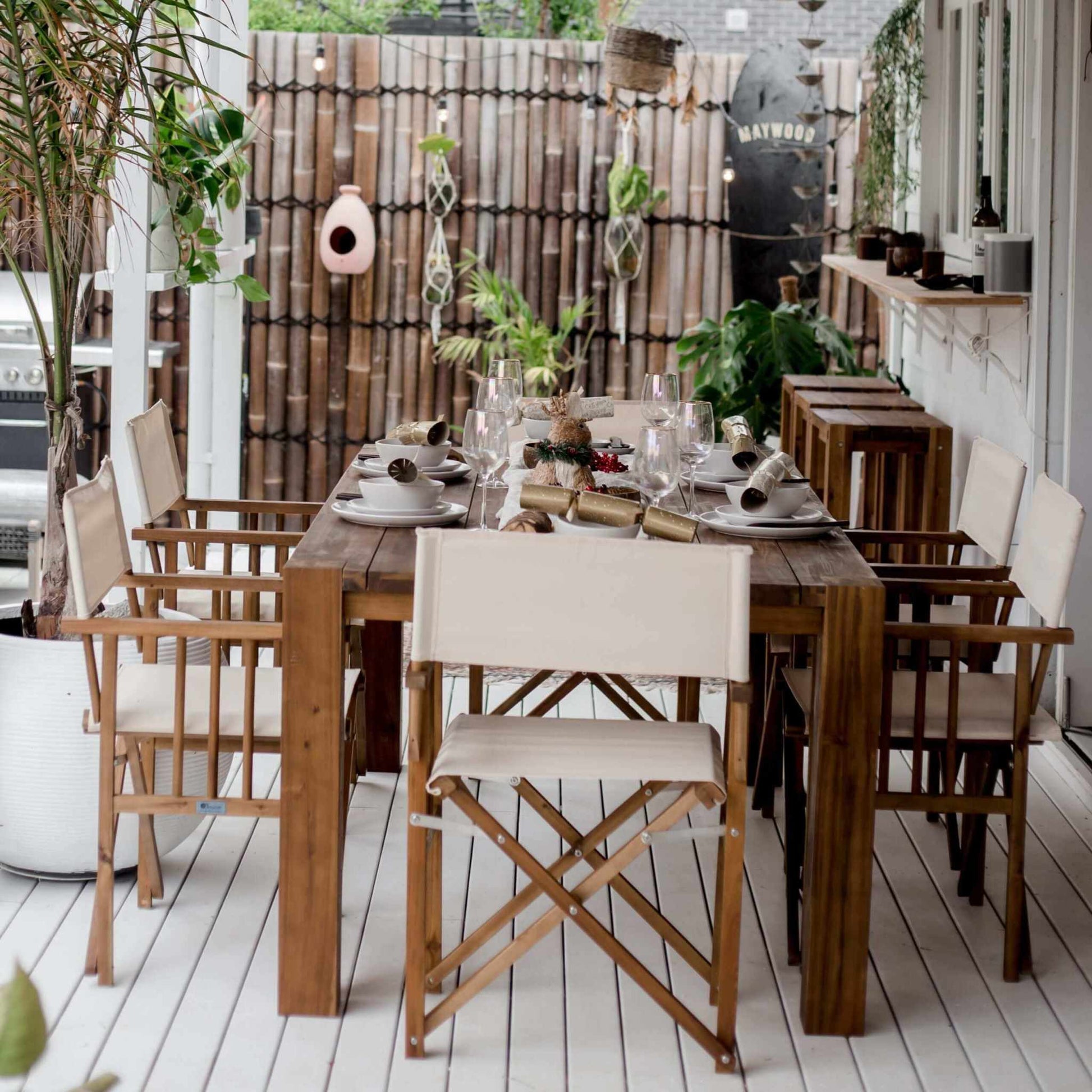 Directors Outdoor Dining Table and Chairs Set - Natural