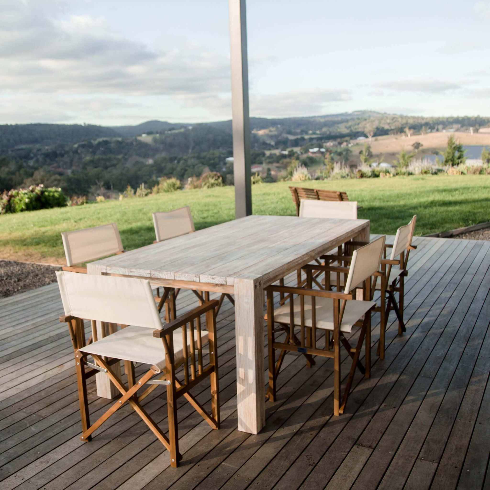 Directors Dining Set White Outdoor Table and Chairs