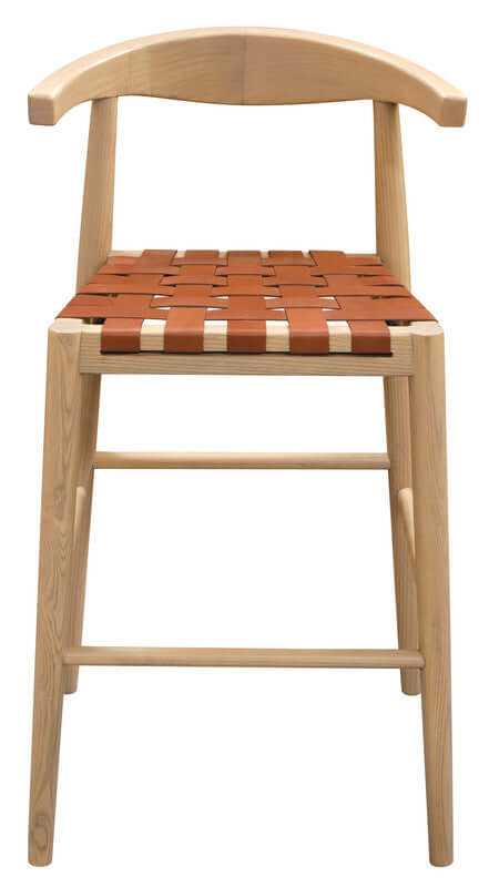 Elliot Genuine Leather Barstool - Set of 2 - Natural