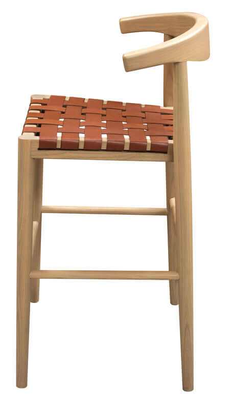 Elliot Genuine Leather Barstool - Set of 2 - Natural