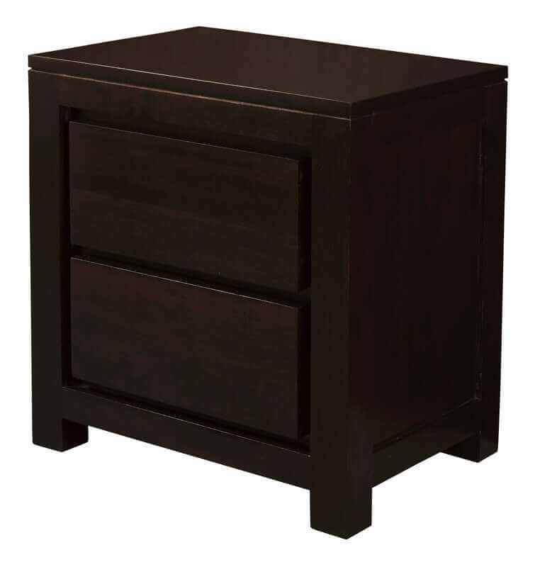 Amsterdam 2 Drawer Nightstand Bedside Table (Chocolate)