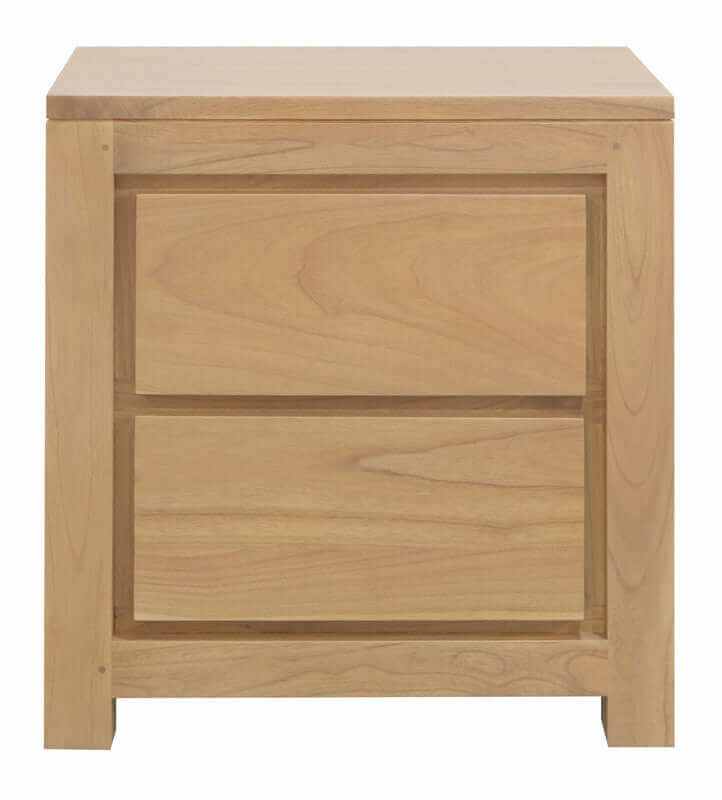 Amsterdam Solid White Cedar 2 Drawer Bedside Table (Natural)