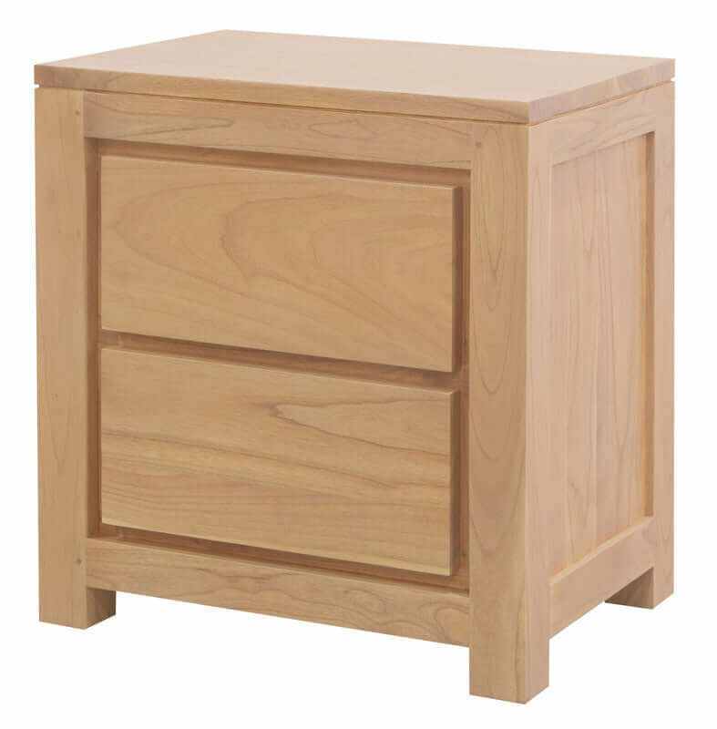 Amsterdam Solid White Cedar 2 Drawer Bedside Table (Natural)