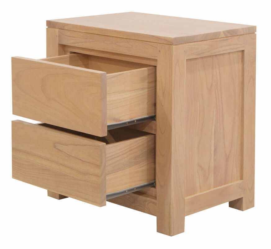 Amsterdam Solid White Cedar 2 Drawer Bedside Table (Natural)