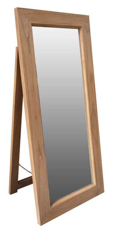 Ascot Solid Mindi Modern Floor Standing Mirror - Natural