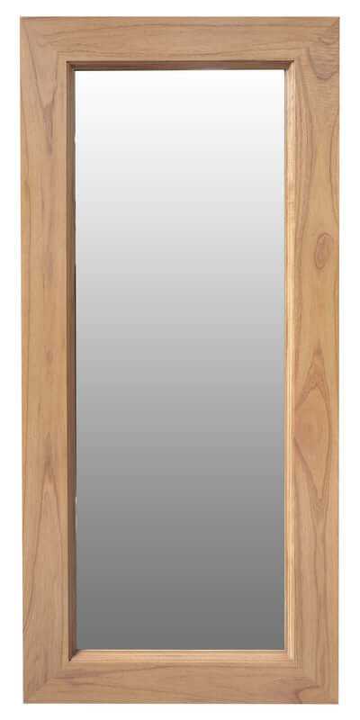 Ascot Solid Mindi Modern Floor Standing Mirror - Natural