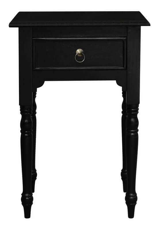 Huntely Turn Leg Side Table Black With Drawer