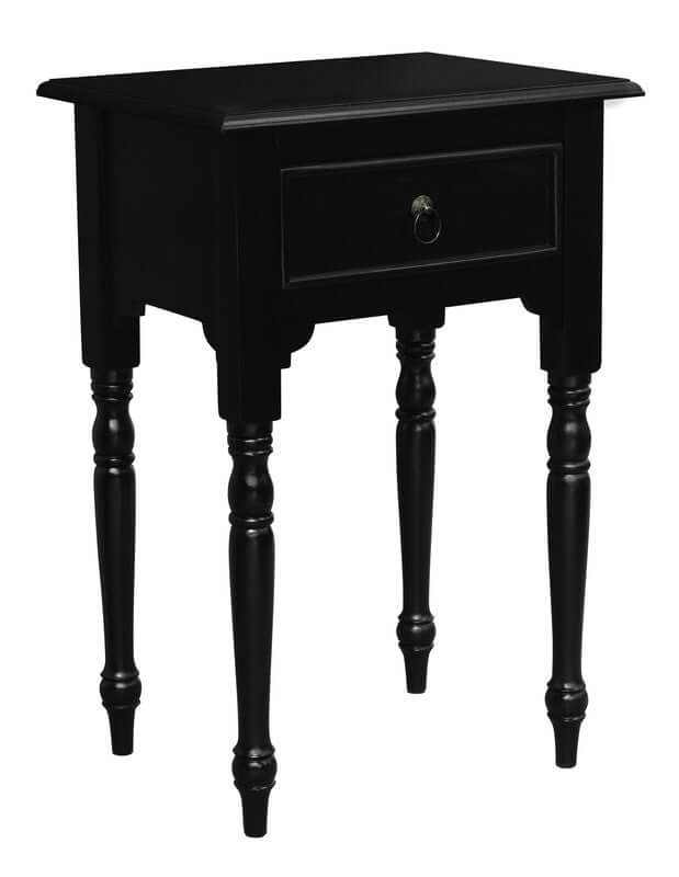 Huntely Turn Leg Side Table Black With Drawer