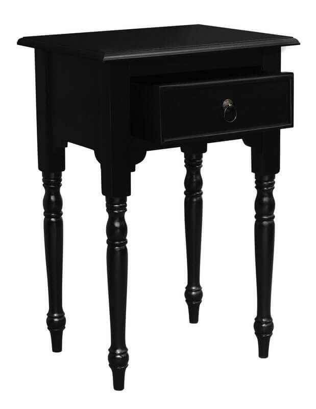 Huntely Turn Leg Side Table Black With Drawer