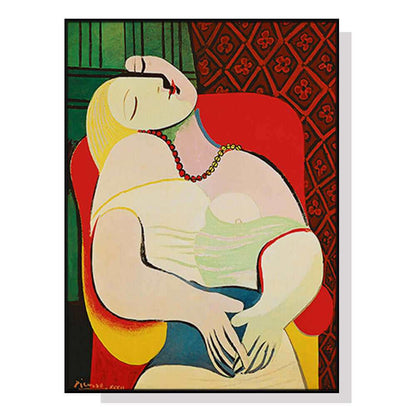 70cmx100cm The dream by Pablo Picasso Gold Framed Canvas Wall Art