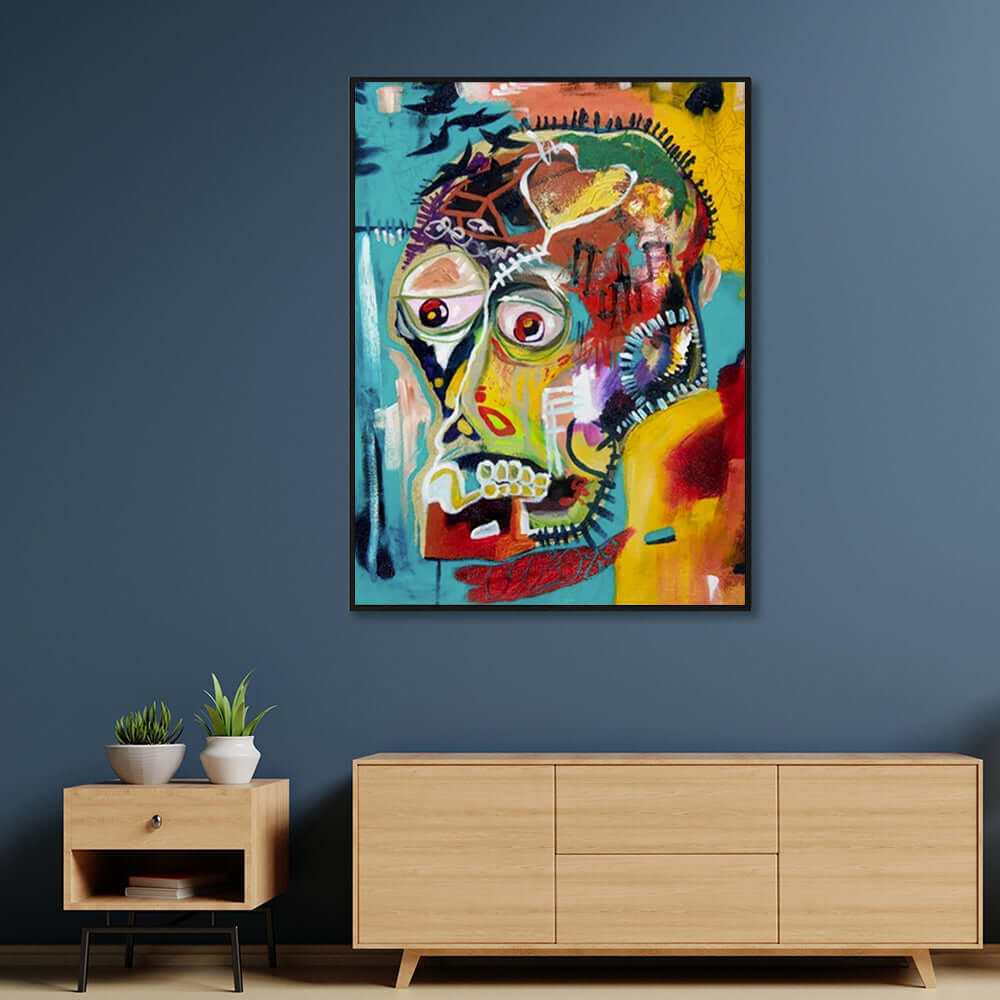 Wall Art 70cmx100cm Pop Art Head Black Framed Canvas Prints