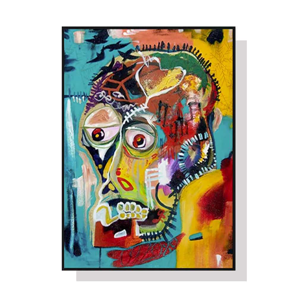 Wall Art 70cmx100cm Pop Art Head Black Frame Canvas-Upinteriors