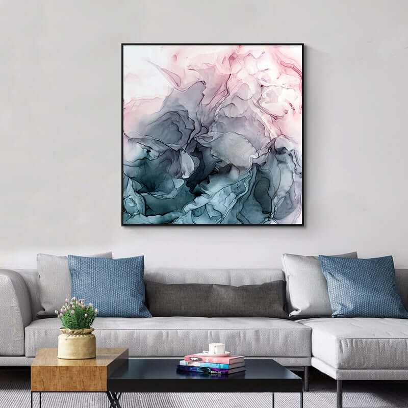 60cmx60cm Marbled Multi Coloured Artwork