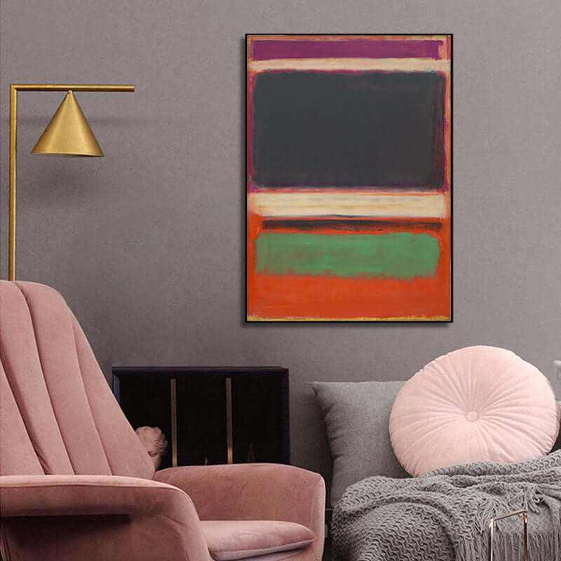 Wall Art 70cmx100cm Black Orange Green By Mark Rothko Black Frame Canv