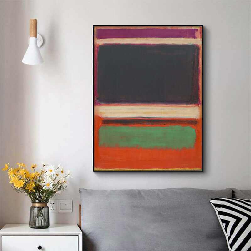 Wall Art 70cmx100cm Black Orange Green By Mark Rothko Black Frame Canv