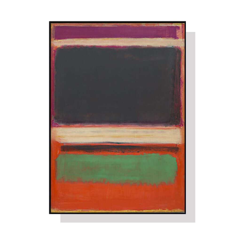 Wall Art 70cmx100cm Black Orange Green By Mark Rothko Black Frame Canv