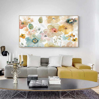Wall Art 60cmx120cm Floral Watercolour Style Wood Frame Canvas Print