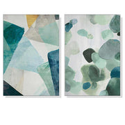 40cmx60cm Green Marble 2 Sets Wall Art White Frame Canvas