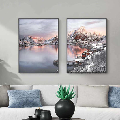 Wall Art 60cmx90cm Nordic Norway 2 Sets Black Frame Canvas