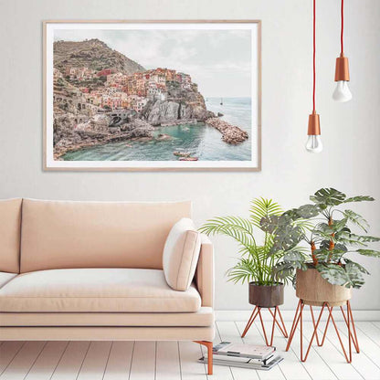 Wall Art 50cmx70cm Italy Cinque Terre Wood Frame Canvas