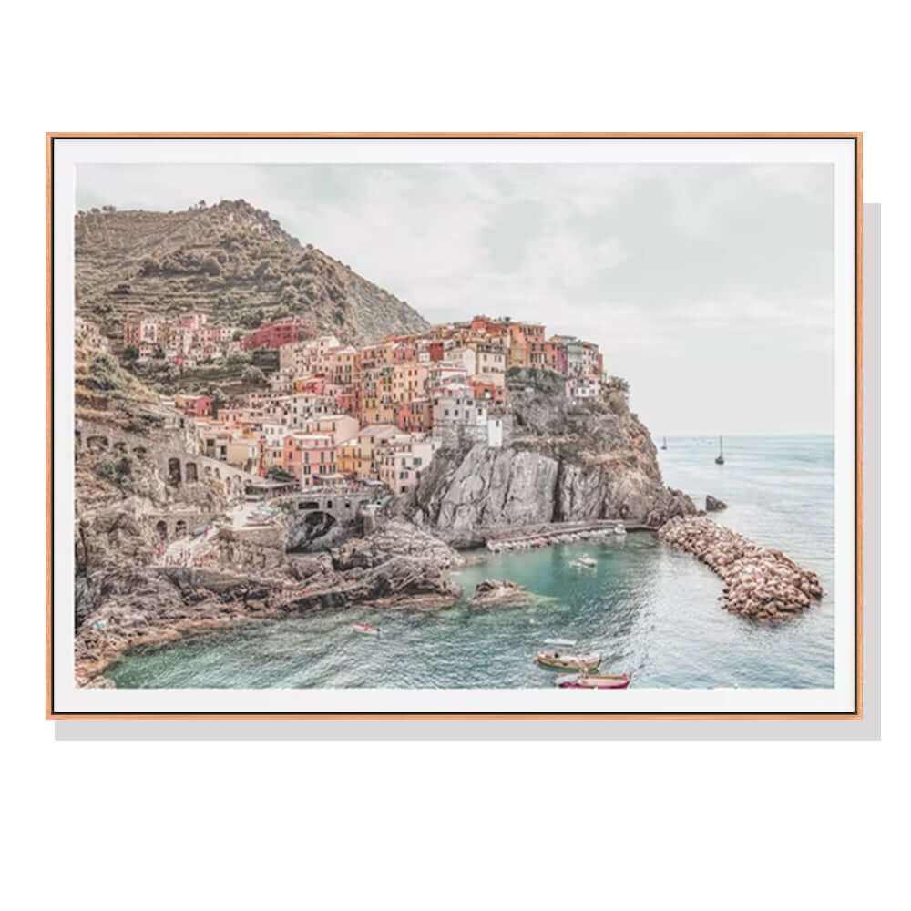 Wall Art 60cmx90cm Italy Cinque Terre Wood Frame Canvas Art Print