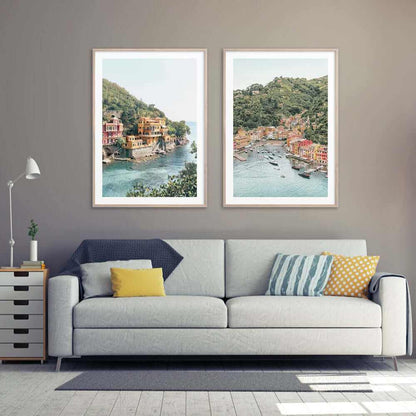 Wall Art 70cmx100cm Italy Coast 2 Sets Wood Frame Canvas