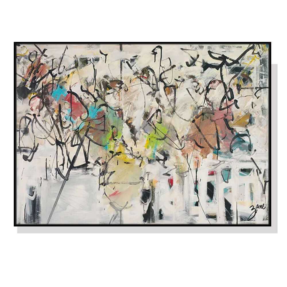 80cmx120cm Abstract White Dream Black Frame Canvas Art