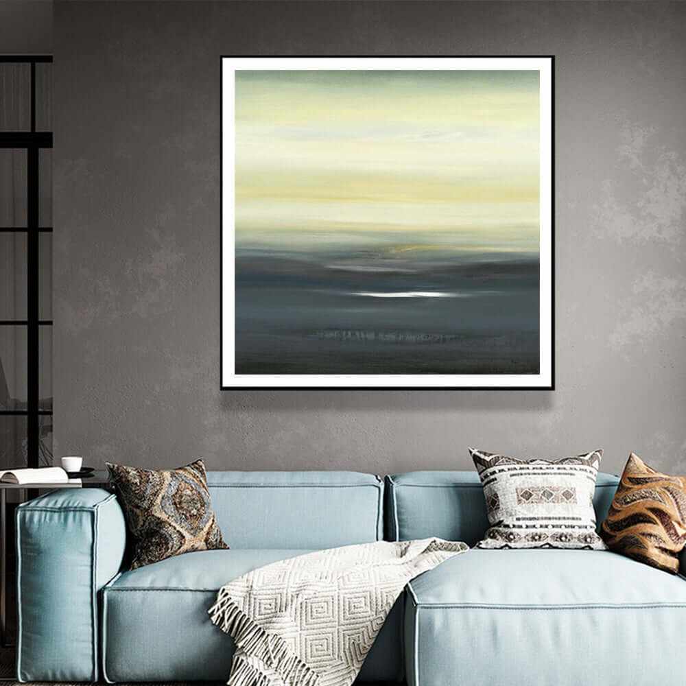 60cmx60cm Land of Serenity Black Frame Canvas Wall Art For Decor
