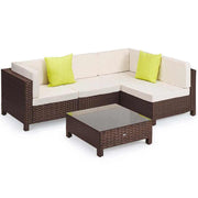 LONDON RATTAN 5pc Sofa Brown Outdoor Wicker Lounge Set