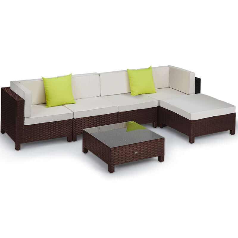 LONDON RATTAN 6pc Sofa Outdoor Sofa With Chaise